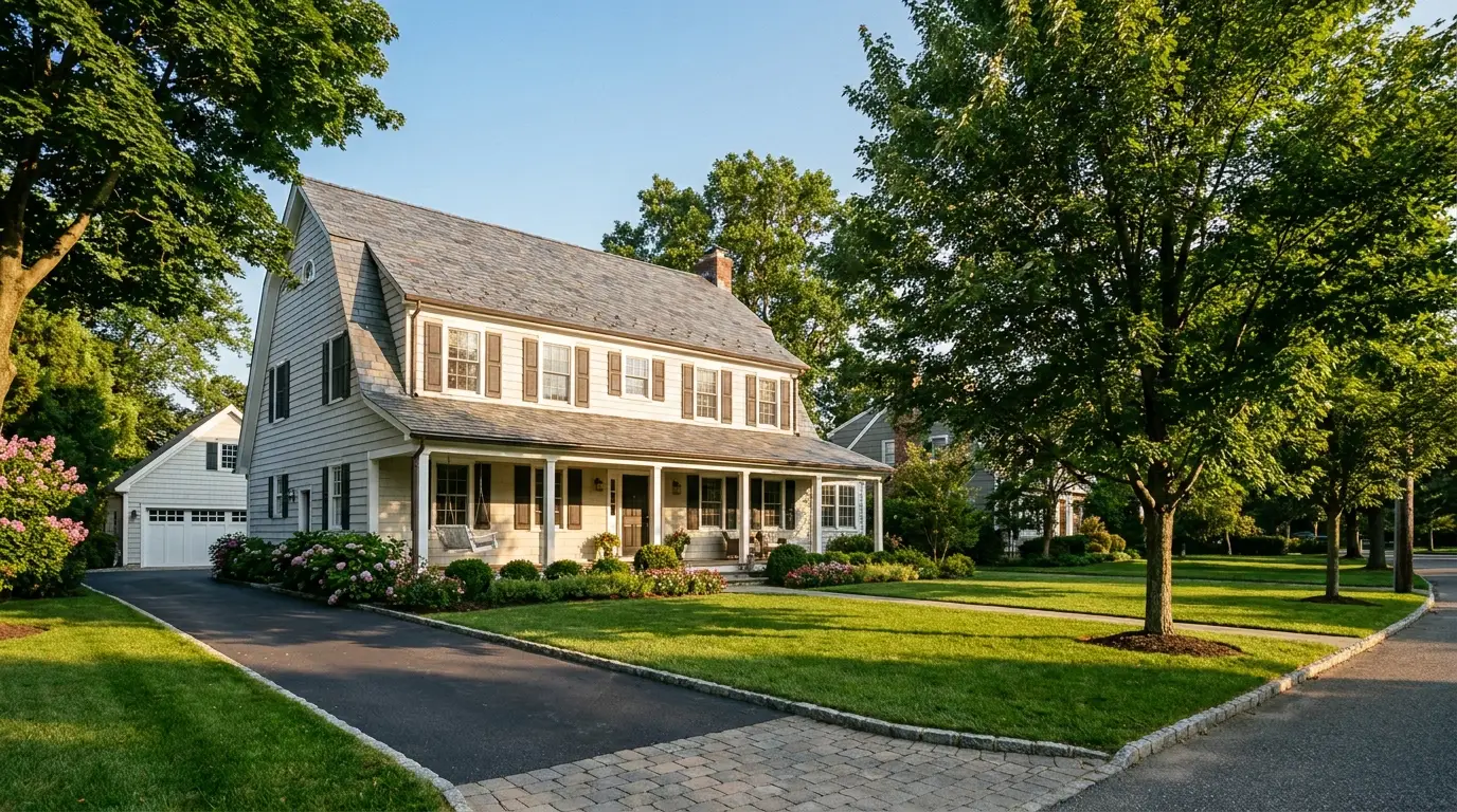 A classic tree-lined Indiana suburban neighborhood
